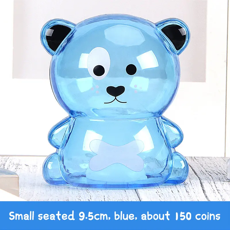 [WRQ]Creative Little Bear Pig Bank Transparent Coin Paper Money Saving Box Cute Safe Deposit Box Kids Holiday Gift Desktop Decoration Piggy Plastic