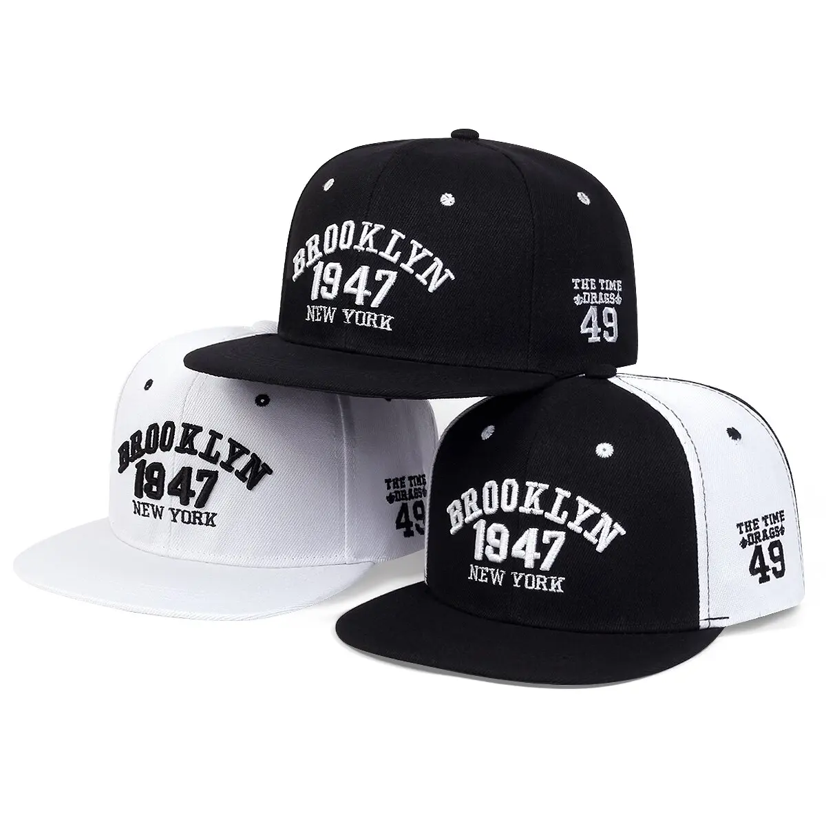 Mũ Hip-Hop Thêu, Unisex, BROOKLYN 1947, Mũ Bóng Chày Ngoài Trời, Có Thể Điều Chỉnh, Phong Cách Thường Ngày Mũ Chống Nắng