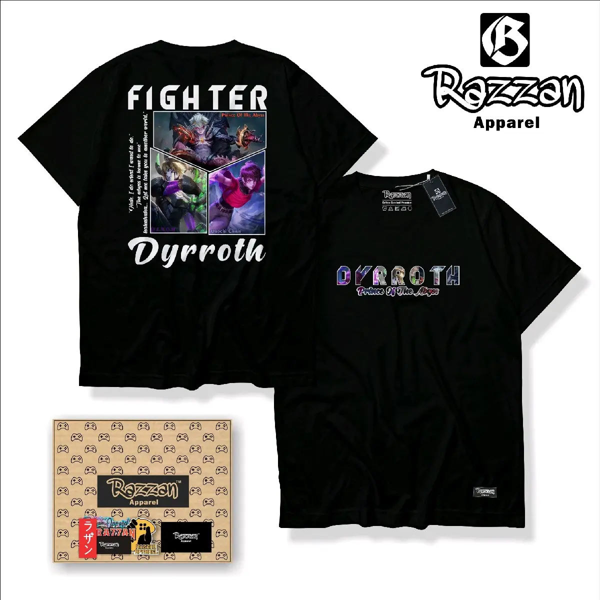 KAOS DISTRO HERO MLBB DYRROTH FIGHTER BAJU GAMING MOBILE LEGENDS PREMIUM QUALITY