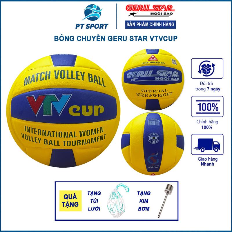 Bóng Chuyền Geru Star VTV Cup | Chính Hãng Làm Từ Da PU Nhập Khẩu Đánh Êm Tay Đạt Tiêu Chuẩn Thi Đấu [Tặng túi lưới + kim bơm] Nam Cao Su Sport