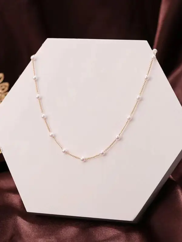 Faux Pearl Decorated Necklace, Elegant Women's Jewelry for Party, Daily Clothing Decor 2