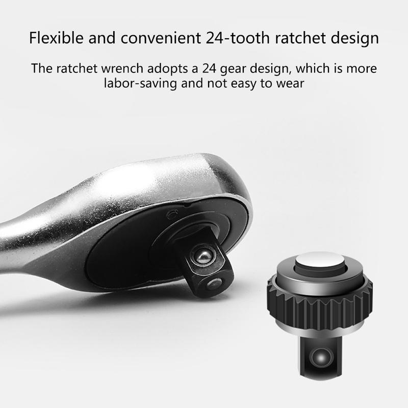 Product Introduction of 24 Teeth Ratchet Wrench Multifunction 1/4 inch Maintenance Handle Quick Release Socket Wrench for Furniture Motorcycles 47