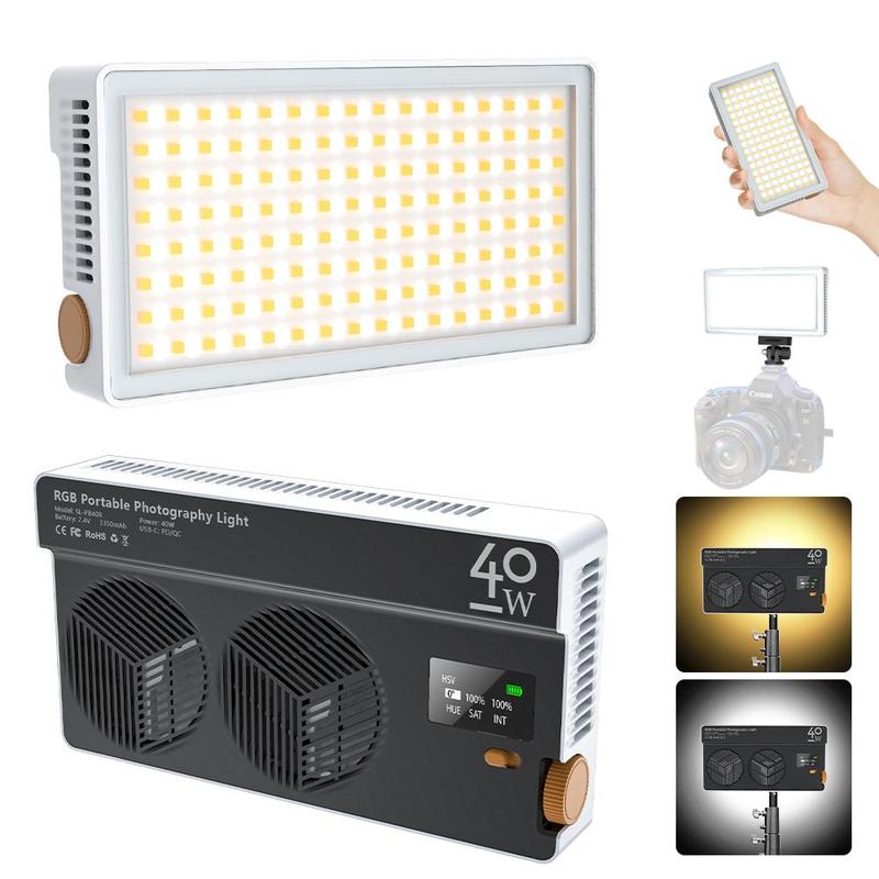 Portable Camera Light, 40W RGB Video Fill Light, LED Panel DSLR Photography Lighting 0