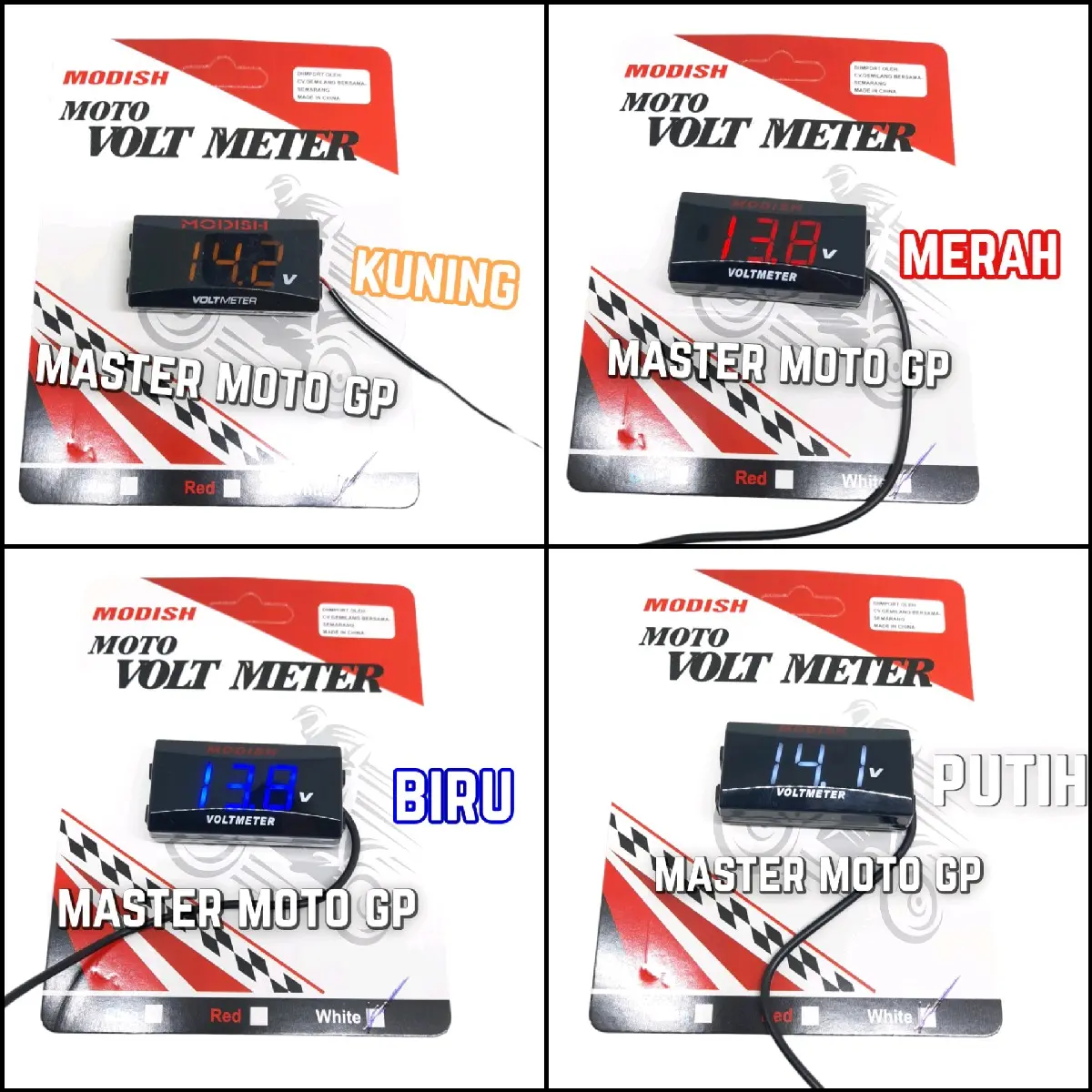 LCD digital meter Volt meter modish Voltmeter motor  waterproof Voltage meter motor 12V Voltage Meter Waterproof Voltage meter Aksesoris motor umum MODISH
