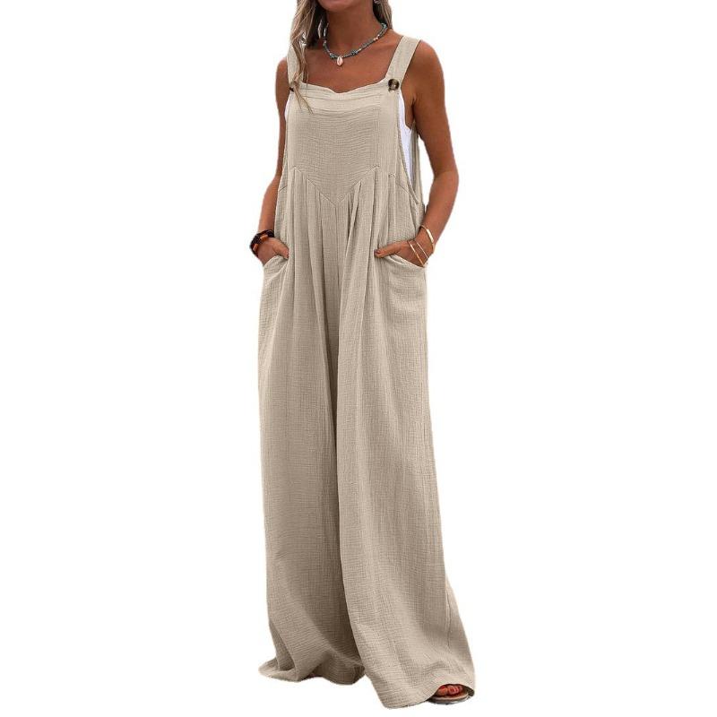 Product Introduction of National style fashion solid color wide-leg jumpsuit with body clothes 2