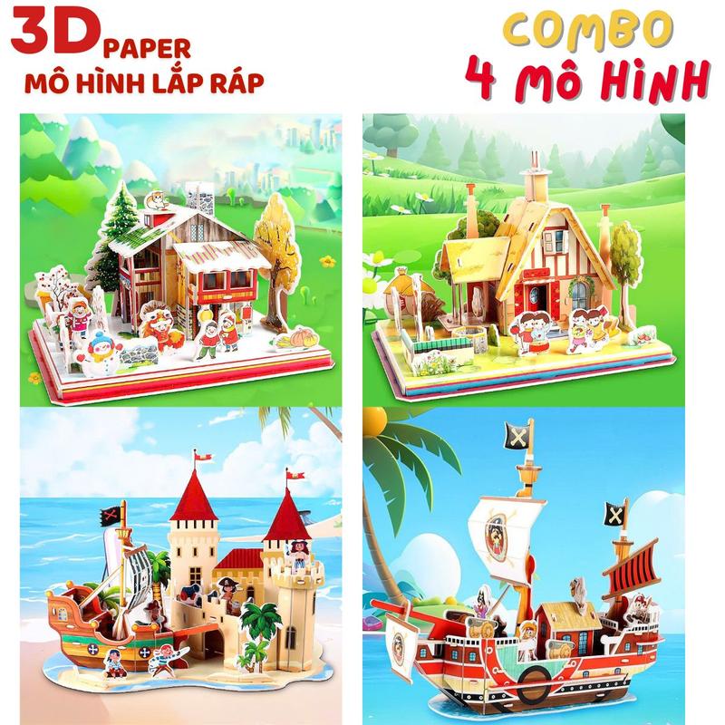 DEAL GIÁ HỦY DIỆT SIZE LỚN Combo 4 mô hình LẮP GHÉP THÔNG MINH ĐỘNG VẬT NHỎ ĐÁNG YÊU PICNIC CHO BÉ TỪ 5 TUỔI + Khách còn có thể lựa combo khác ở phân loại - Đồ chơi Lắp ráp mô hình 3D bìa xốp Tháo Lắp Bộ Lắp Ráp Toy