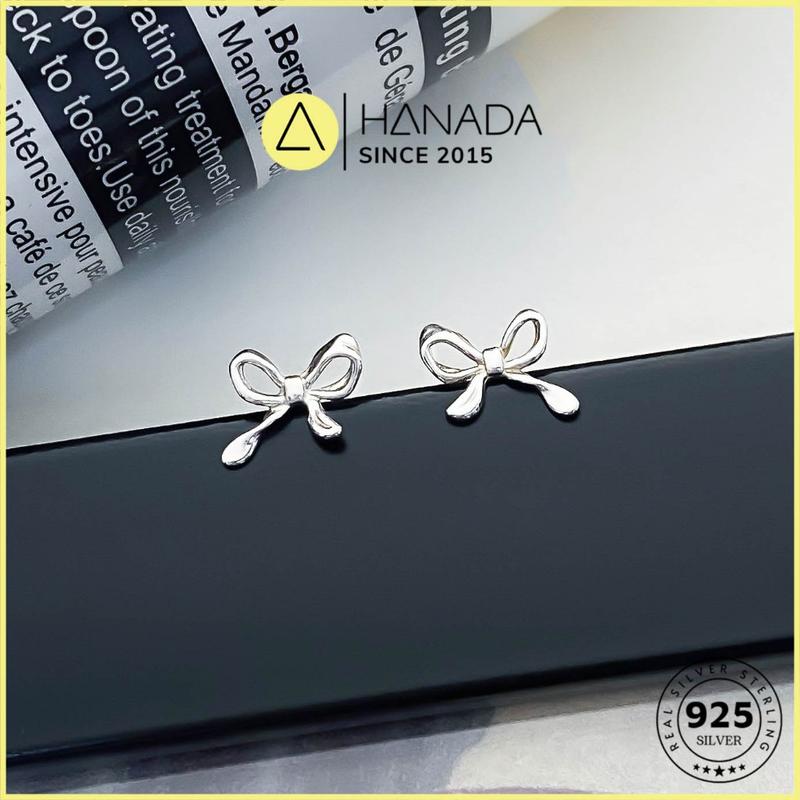 [BH TRỌN ĐỜI] Bông Tai BẠC 925 HANADA Nơ Trơn Xoắn Sóng  Đơn Giản 1802 A8 1