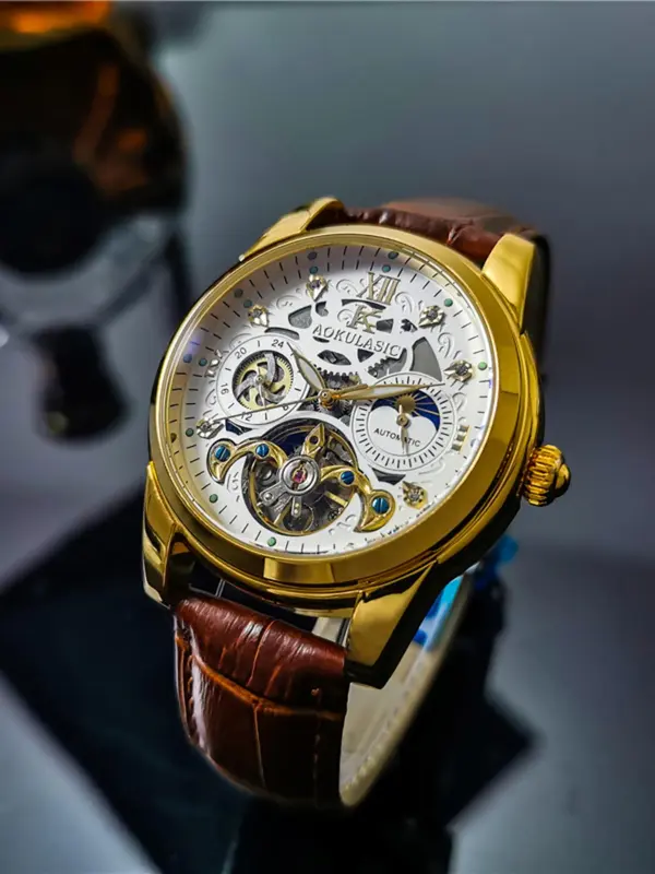 Men's Business Fashion Mechanical Watch, Fashion Watch with Luminous Dial & Analog Display, Trendy Watch for Daily Life 4