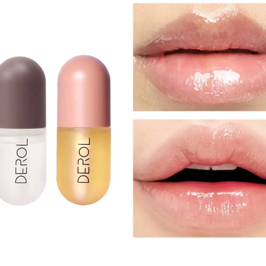 Lip Plumper Set, Natural Lip Plumper and Lip Care Serum, derol lip plumper, Lip Enhancer for Fuller,lip filler,Beautiful Fuller, Hydrating & Reduce Fine Lines,Day&Night(2PCS)
