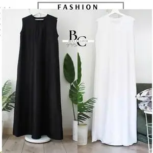 Inner Dress Tanpa Lengan Wanita-Long Dress Sleeveless Hitam -Inner Gamis Wanita- wanita tanpa lengan Dalaman Span Inner Dress Panjang Wanita Jumbo Tanpa Lengan Hitam Daleman dress putih korea Jumbo Kondangan Inner Putih Panjang Outer Atasan Casual