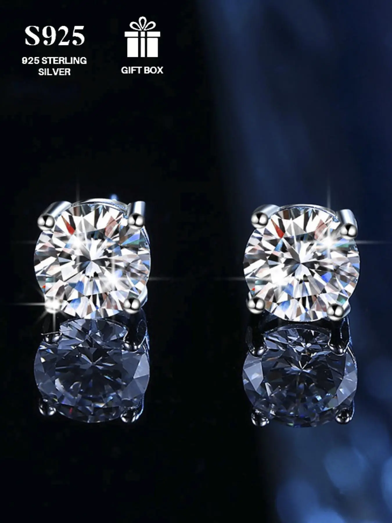 S925 Sterling Silver Classic Zirconia Earrings, Fashionable Stud Earrings for Women & Men, Trendy All-match & Exquisite Jewelry for Birthday Gift