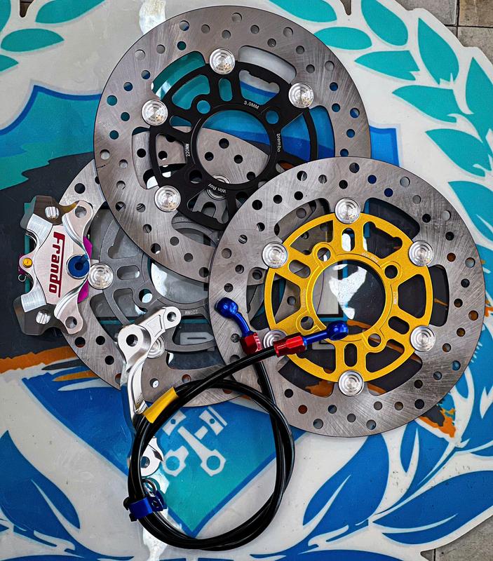 Combo Heo Frando 2 pis XÁM v1 - Combo Heo frando 2pis bạc v2 - Đĩa AT 220 - Brembo - Pat - Dây dầu morin DÀNH CHO Xe SIRIUS 110 Phụ Tùng Phanh .