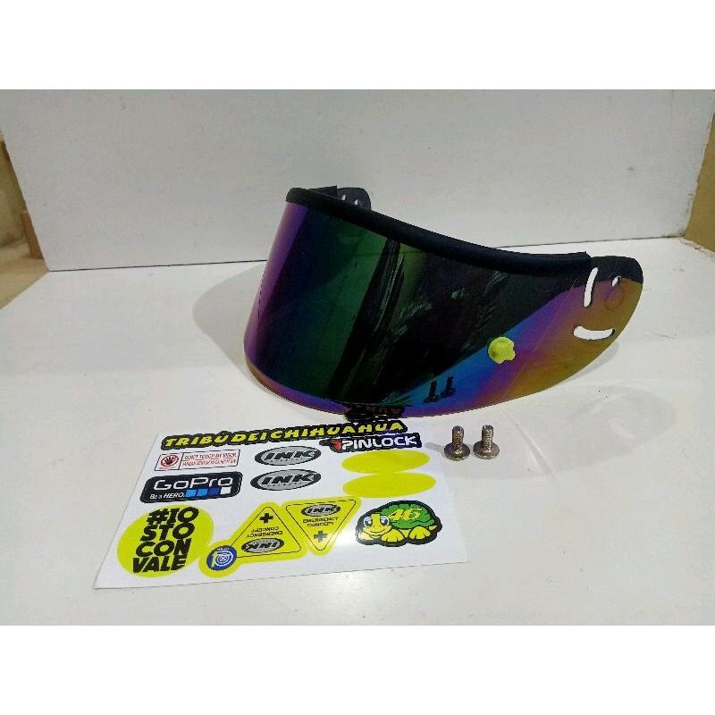 kaca helm INK Cl Max paket lengkap(visor+tear off post+talang air+stiker+baut iridium 0