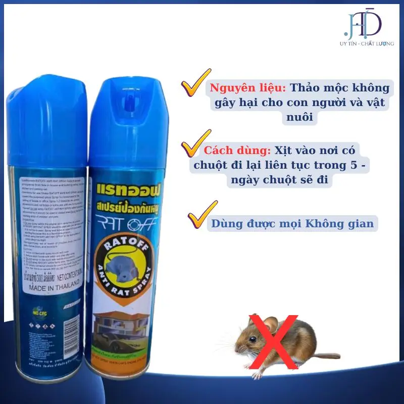 [Loại Mới] Chai Xịt Đuổi Chuột Rat-Off Anti Rat Spray Thái Lan Hiệu Quả cao không Gây Hại - 200ml/300ml/600ml