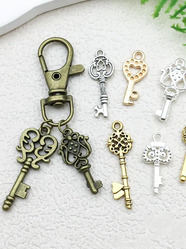 Vintage Key Design Charms, Mixed Style Key Set Pendant, DIY Charms for Jewelry Making, Wedding Party Favors 2