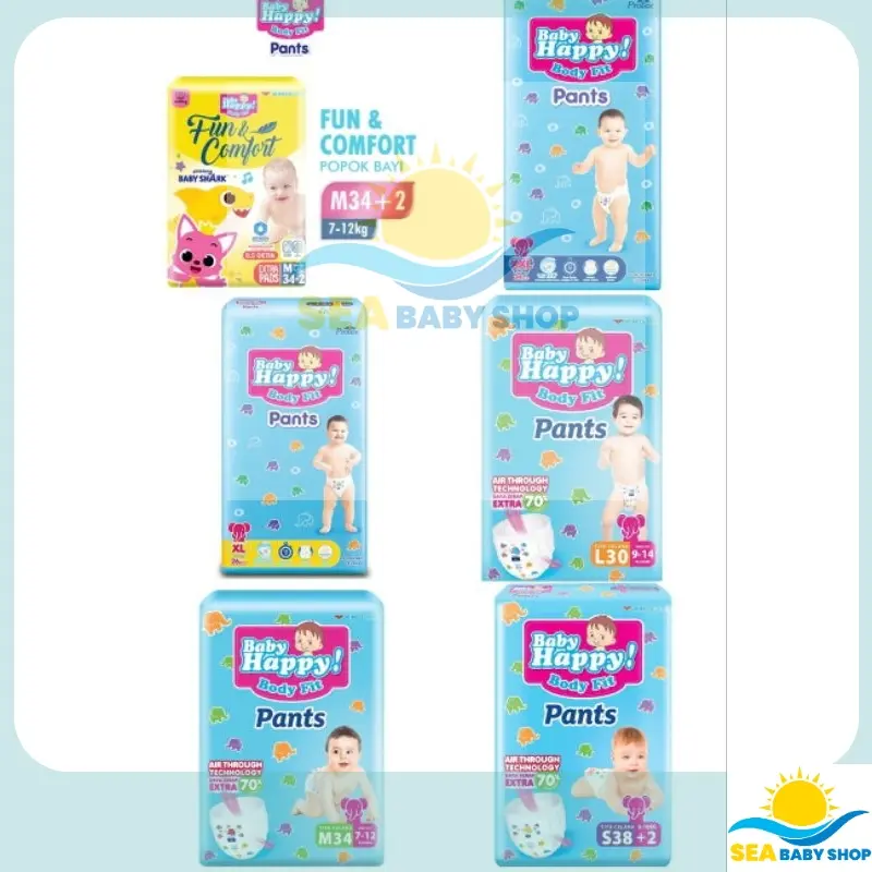 [ DISKON 10.10 ] PAKET 3 BALL POPOK BABY HAPPY PANTS S40 M32 L28 XL26 XXL24 PROMO LIVE