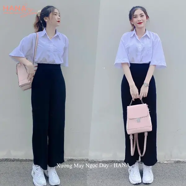 (DÀI 88-95CM)Quần ống rộng đi học khóa sườn nữ cạp lưng cao ND605 dáng quần vải ống rộng nữ suông dài dày đen học sinh đi học công sở