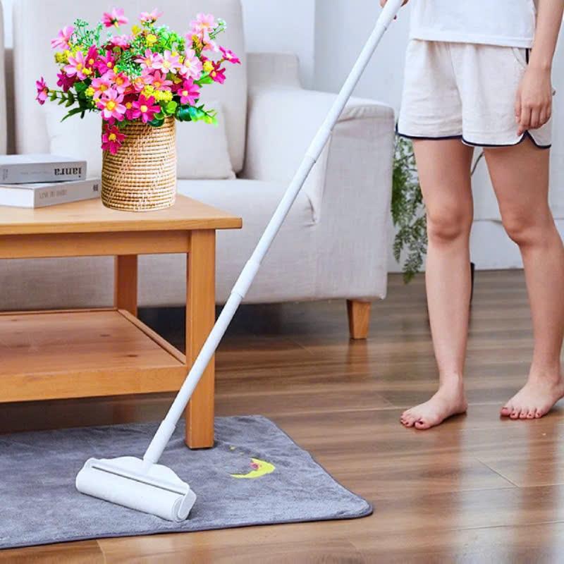 Cây lăn bụi cán dài 1m2 loại 1 và lõi dài 24cm loại dày 55 lớp keo dùng để phủi bụi ghế sofa đồ lăn bụi quần áo chăn ga gối mền giường ngủ lông thú cưng tiện ích