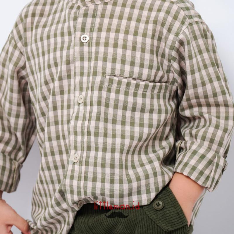 Kemeja Anak Lengan Panjang Gingham Series Motif Kotak Kerah Koko Shanghai Littleman.id 3