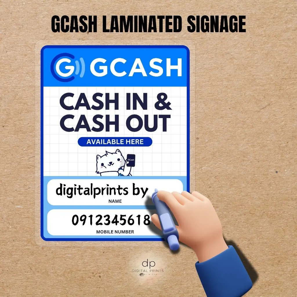 GCash laminated signage | Cash in Cash out Signage | Gcash cash in/cash ...