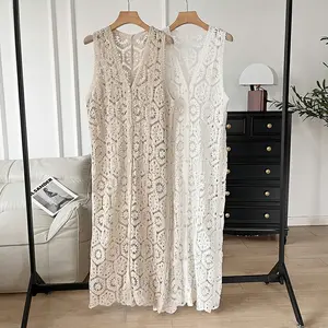 Gaun Rompi Renda Berongga Model Bohemian untuk Wanita Kardigan Rajutan untuk Liburan | [SIAMTREE]