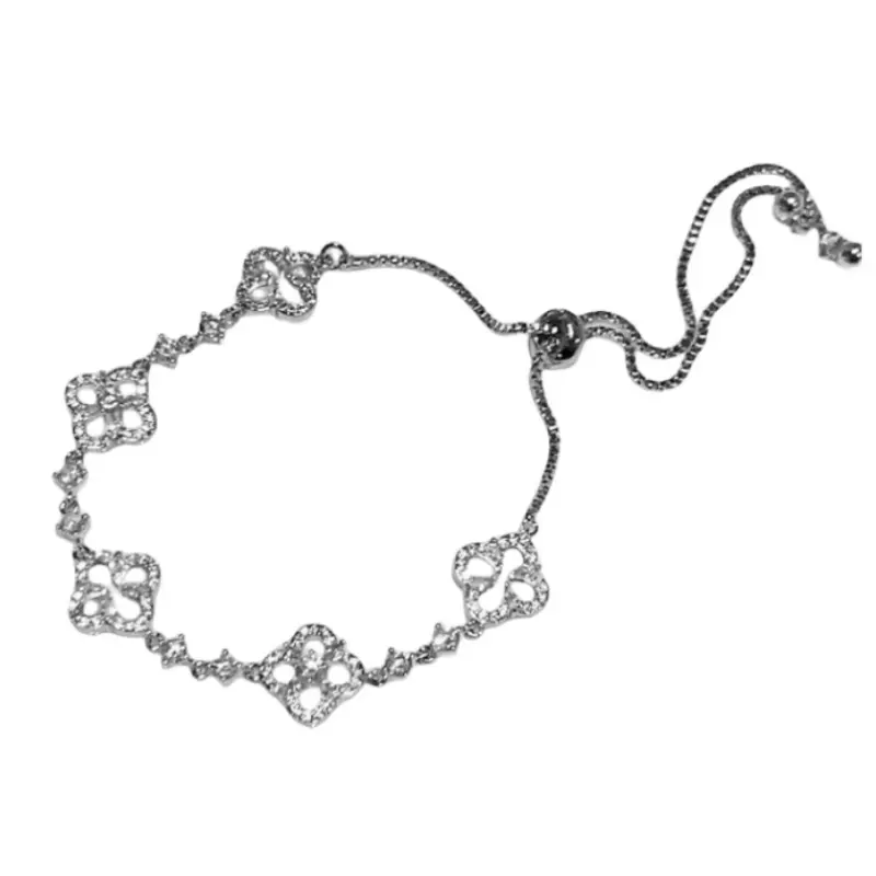 Four petal zircon flower bracelet with a light luxury and high-end feel, with adjustable temperament and a new style of jewelry for women 4