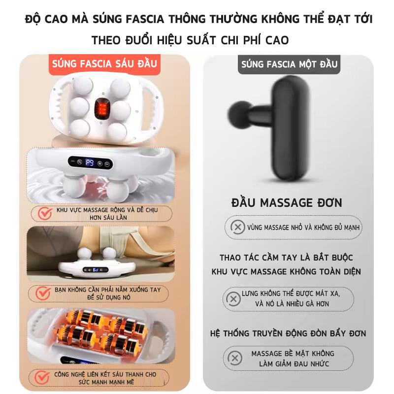 máy mát xa 6 đầu Súng Massage 6 Đầu Tần Số Cao Thư Giãn Cơ DELADEP Máy Mát Xa Diện Tích Lớn Rung Cơ Tần Số Ca 2