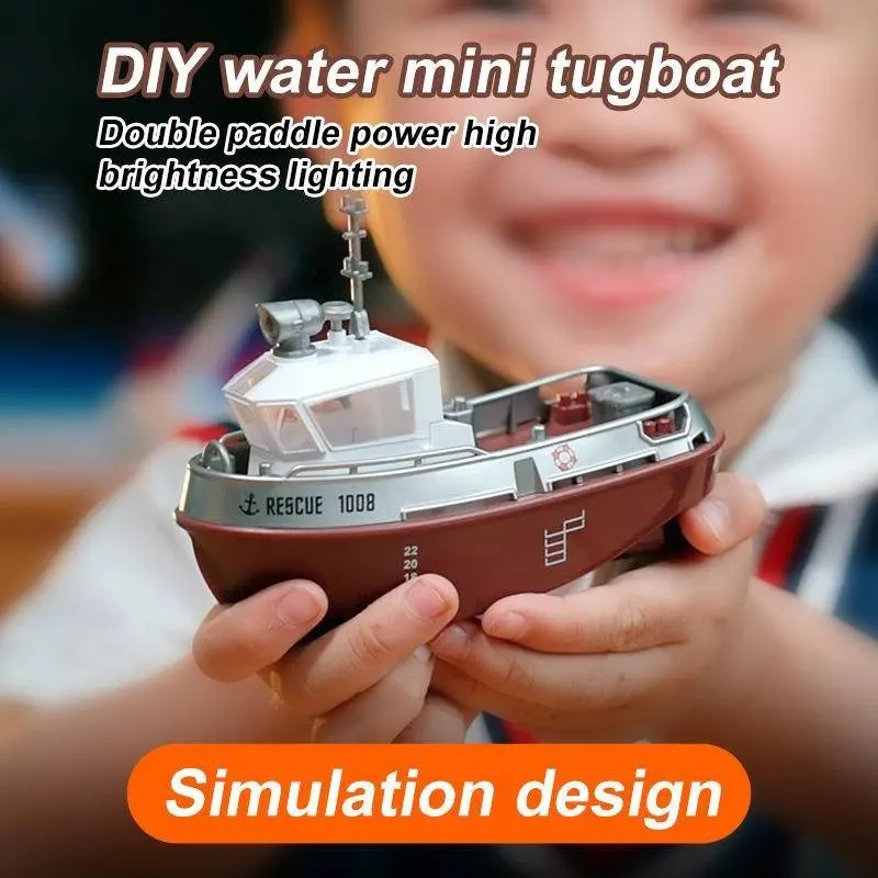 RC Boat Tug MINI Boat Boy Toy Powerful Double Motor 2.4G Radio Remote Control Tugboat Electric Model For Gift Toys