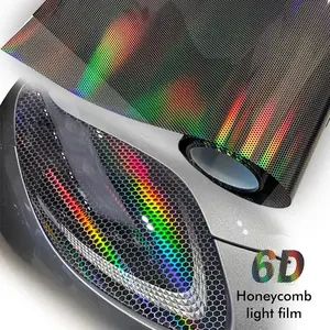 Stiker lampu Hybrid HoneyComb Laser Smoke Headlamp Transparan Rainbow Sarang Tawon Motor Mobil