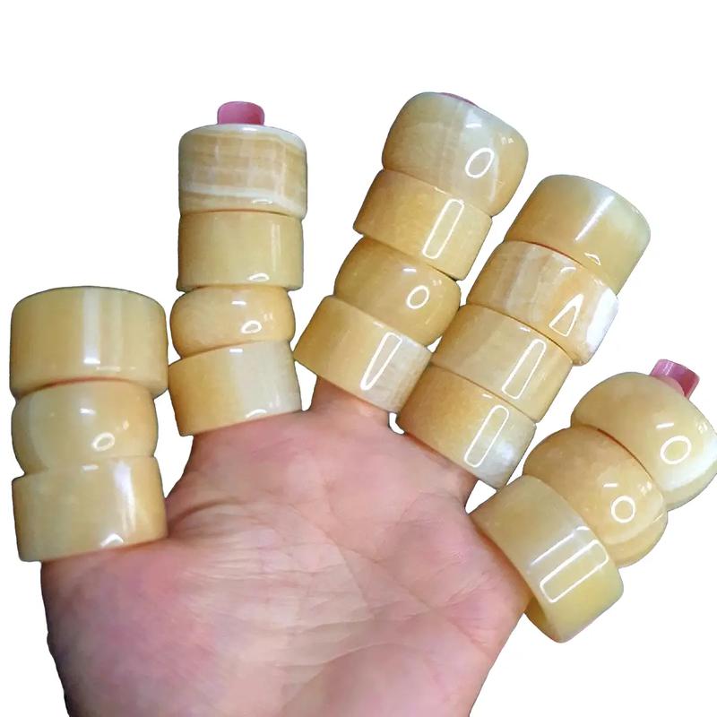 Size 18 đến 25 Nhẫn nam, nữ đá tự nhiên màu vàng vòng chuỗi nhẫn đôi cáo và thỏ