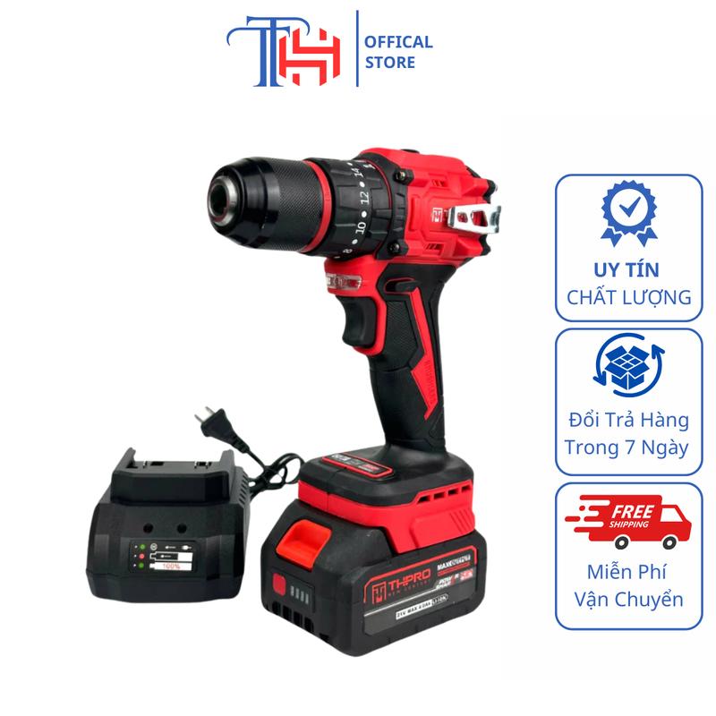  Máy Khoan Pin THPRO TH7713 3 Chức Năng Đầu 13mm Autolock Động Cơ Không Chổi Than Chân Pin Phổ Thông 