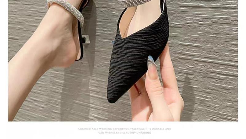 Product Introduction of Dép Bít Mũi Cho Nữ, Bộ Sưu Tập Xuân / Hè Mới 2024, Dây Đeo Đính Đá Giày Cao gót, Gót Nhọn, Thích Hợp Với Váy, Dép Tinh Tế Giày Nữ 13