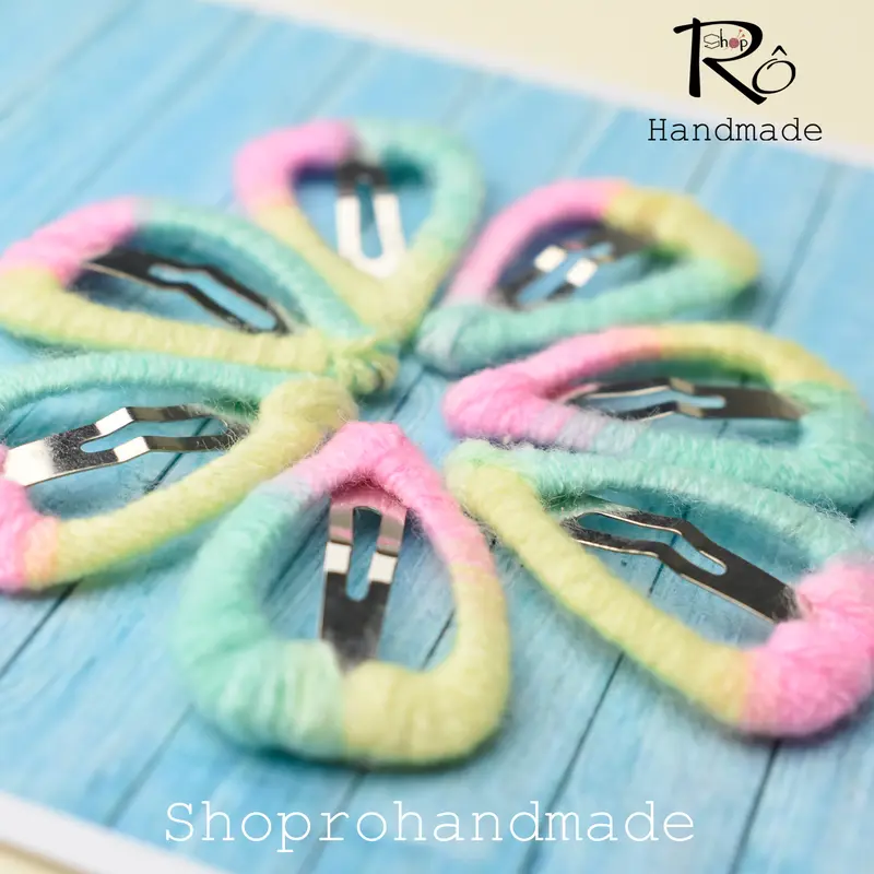 Kẹp tóc hình ngôi sao năm cánh len cute cho bé gái 3cm |Cặp tóc mái bên đẹp |Shop Rô Handmade 1