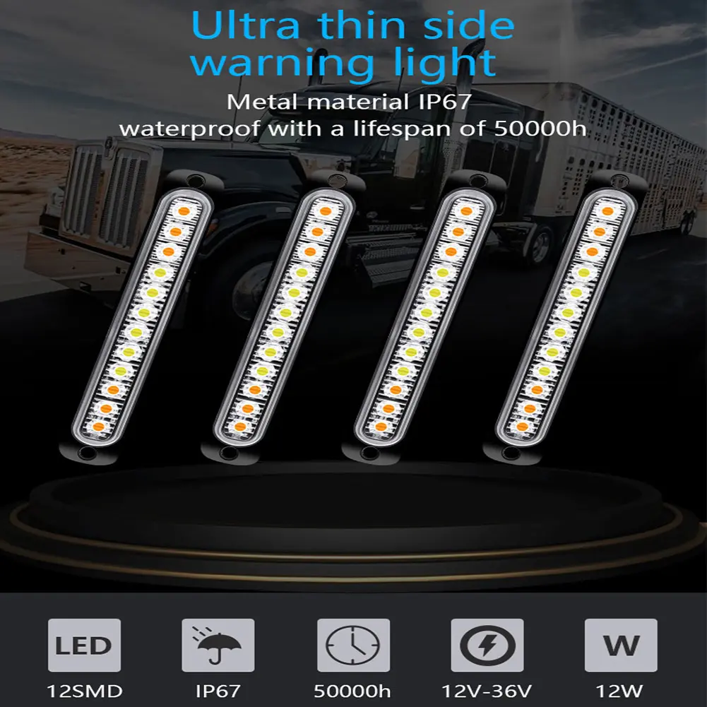 12LED Car Strobe Warning Light Cheap Strobe Grille Flashing Lightbar Truck Car Beacon Lamp Amber Traffic Clearance Light #471469
