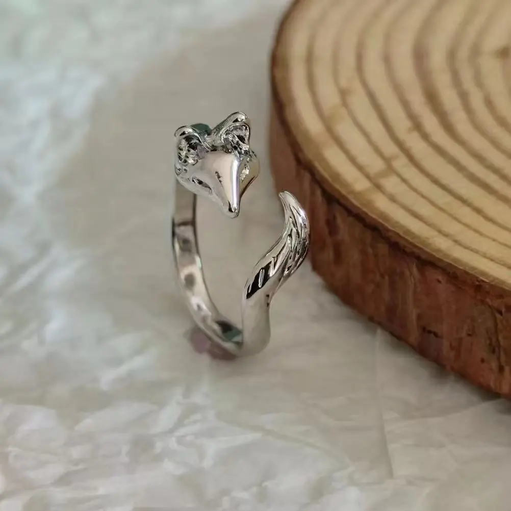 Fox Open Ring Light Luxury Simple Versatile Thai Silver Ring Women's New Niche Index Finger Ring Personality