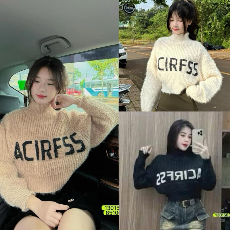 Áo Sweater Cổ Lọ len lông  tho theu Chữ Phong Cách Mới Mùa Xuân Thu Dễ Phối Đồ Cho Nữ(hình thât shop tự chụp