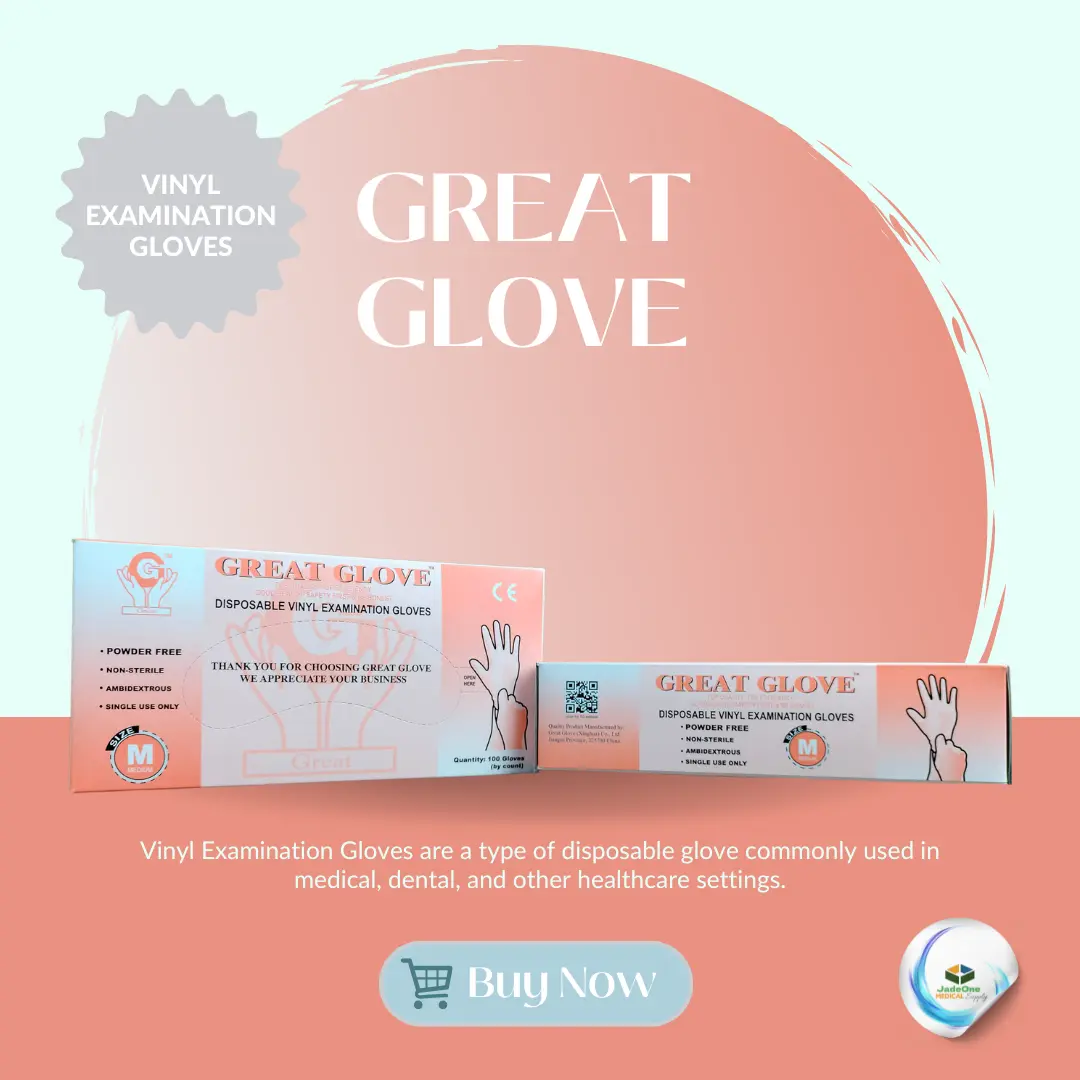 GREAT GLOVE Disposable Vinyl Examination Gloves.
