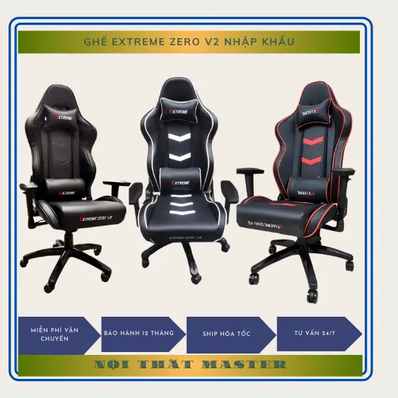Ghế Chơi Game Extreme Zero V2 - Đệm Đúc Nguyên Khối - Da PU Cao Cấp - Ngả 170 độ Xoay Nâng Hạ - Hàng Nhập Khẩu Bảo Hành 12 Tháng Bàn máy tính Multicoloured bàn  mini ghế  gaming bàn  8 ghế  công thái học ghế  recliner