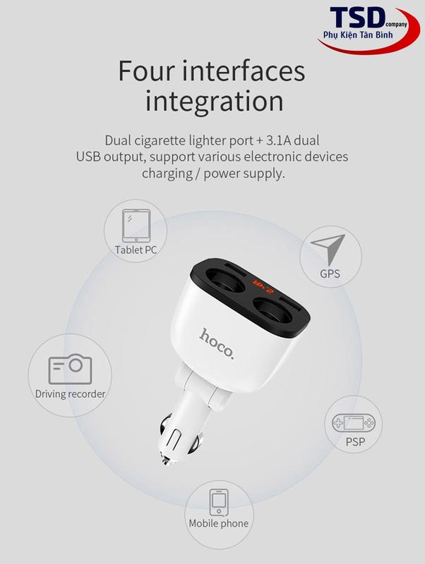 Tẩu Sạc Ô tô Đa Năng Chia Tẩu Hoco Z28 Chính Hãng 4
