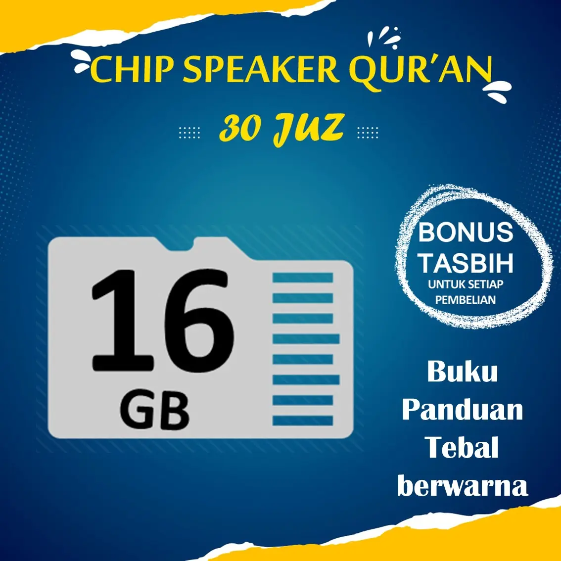 CHIP MEMORI + Buku Panduan Speaker Al Quran 16 GB 30 Juz