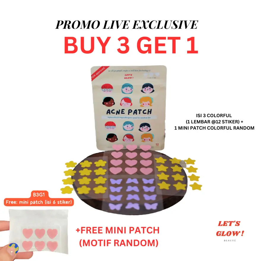 [BUY 3 GET 1 FREE] BPOM LIVE EXCLUSIVE HANYA 50RB DAPAT 4 HARGA ASLI 100RB {GRATISNYA MINI PATCH}HYDROCOLLOID ACNE PATCH COLORFUL MURAH LETS GLOW GROUP Menyembuhkan Berjerawat Treatment Facial