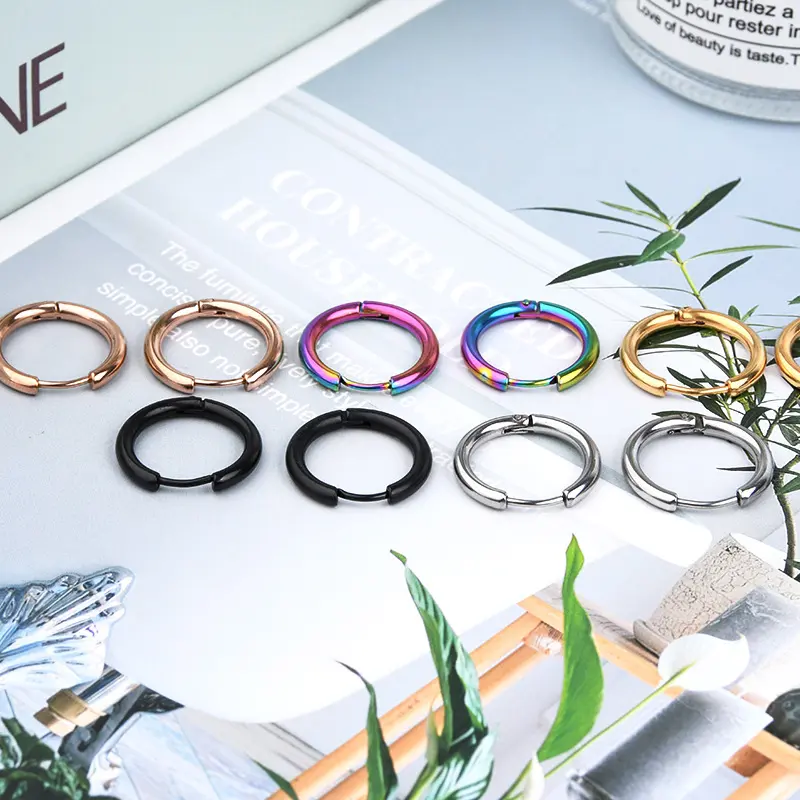 Plain Color Earrings For Men And Women With Circular Earrings For Fashion Accessories