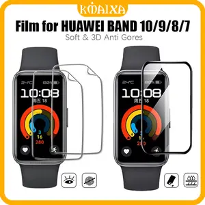 [Anti Gores] 9D Tempered Glass / Soft Film for Huawei Band 10 9 8 7 Screen Protector Acceesories for Jam Tangan Smartwatch Huawei Band 10 9 8 NFC Anti Gores Huawei Band