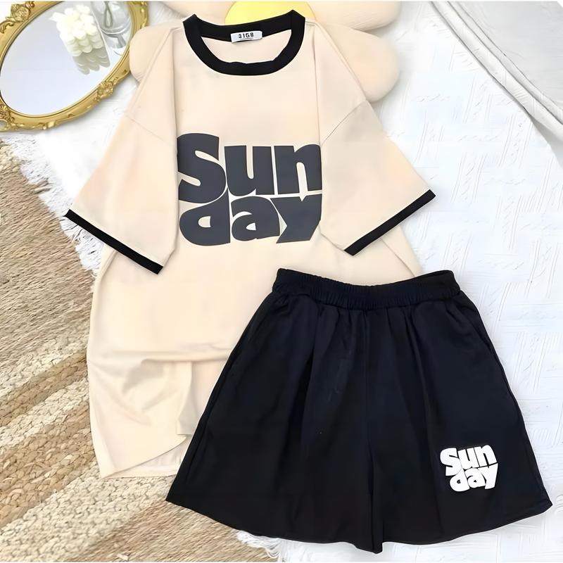 Đồ Bộ Đùi Nữ Cotton Kèm Áo Form Rộng In Hình Dễ thương Women Top Kem B4 0