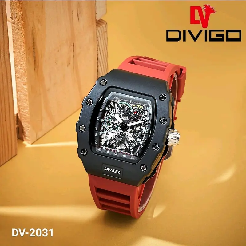 jam tangan pria divigo dv 2031 analog sport strab rubber tanggal aktif 3