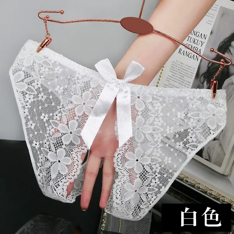 Quần lót nữ - quần lót ren in hoa đính nơ MS12