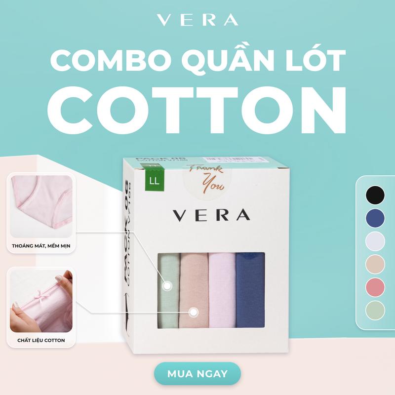 Combo 6 quần lót nữ VERA Cotton siêu thấm hút, an toàn cho da [Giao màu ngẫu nhiên] - V7166 Women Nhung