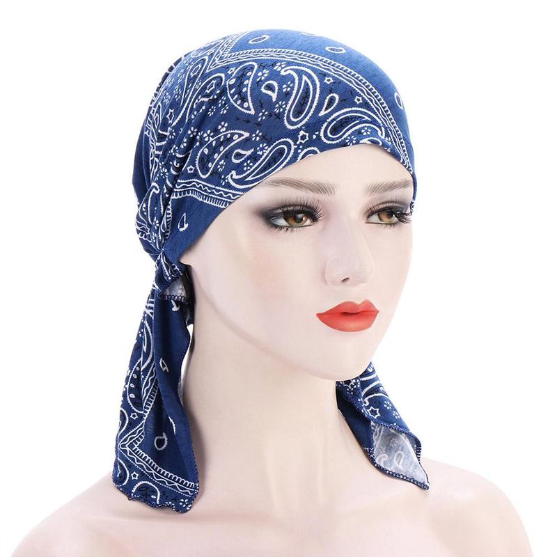 Mũ Khăn Trùm Đầu Hồi Giáo, Vải Hoa, Vành Cong, Hạt Điều, Mũ Đội Đầu Co Giãn, T3P1 7