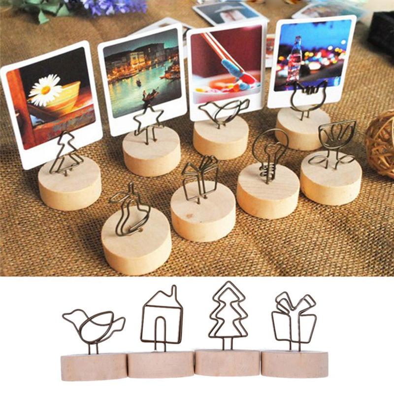 Product Introduction of 1 PC Party Decor Home Decoration Memo Card Round Wooden Holder Photo Frame Picture Clip Message Left Supporter 11