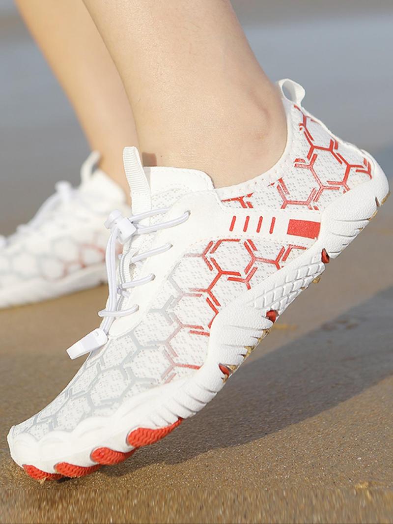 Product Introduction of Unisex Geometric Pattern Drawstring Design River Trekking Shoes, Breathable Comfortable Sports Shoes for Outdoor Activities, Water Shoes, 2024 Summer Water Shoes Aqua Shoes, Back To School Shoes, Swimming Water Shoes 5